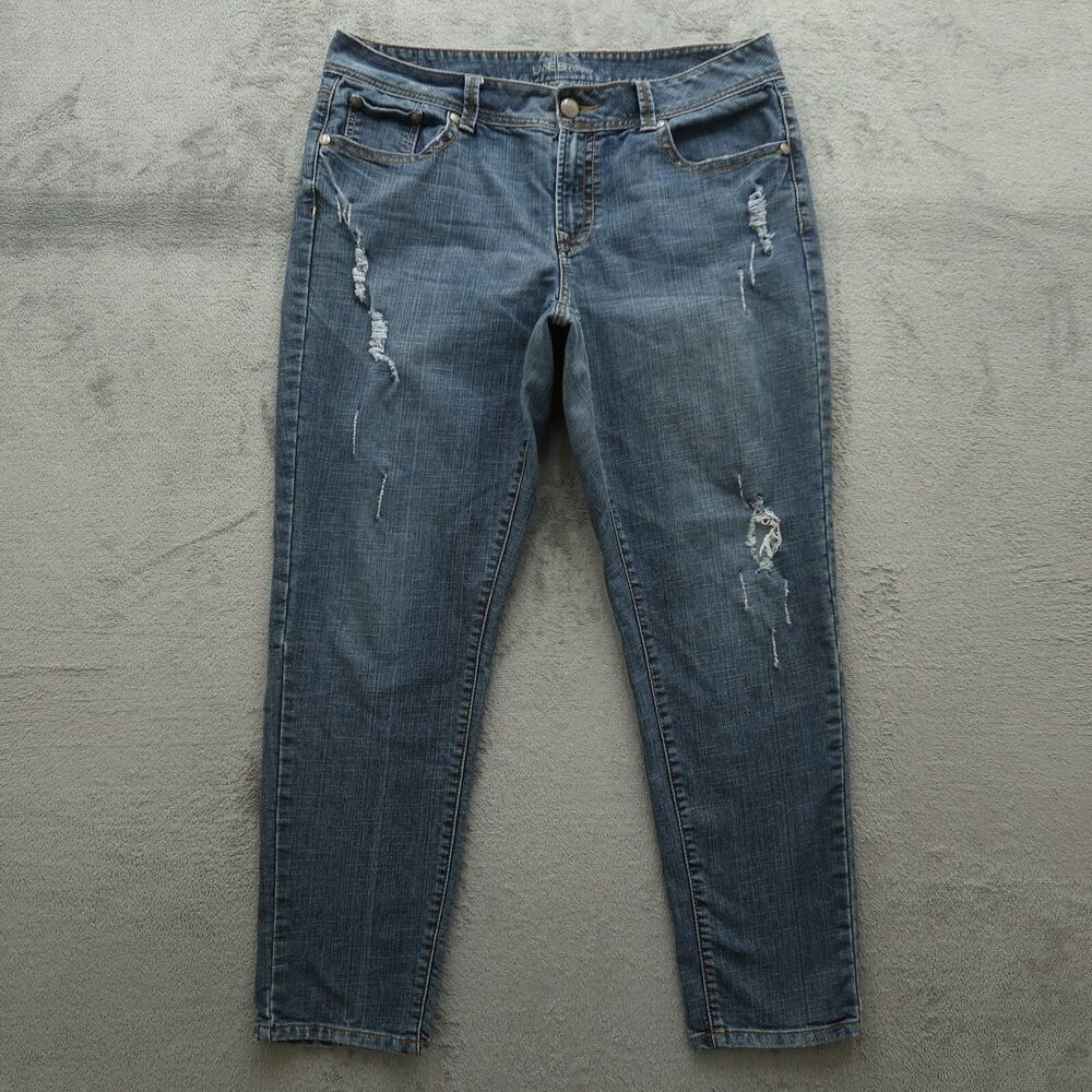 Lane Bryant Jeans Women's 18 Blue Mid-Rise Skinny Denim 30" Inseam Distressed